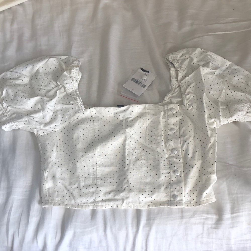 White Polka dot crop top